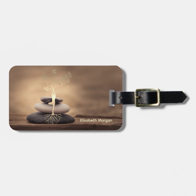 Landscape, Zen Stones Brown Luggage Tag (Front Horizontal)
