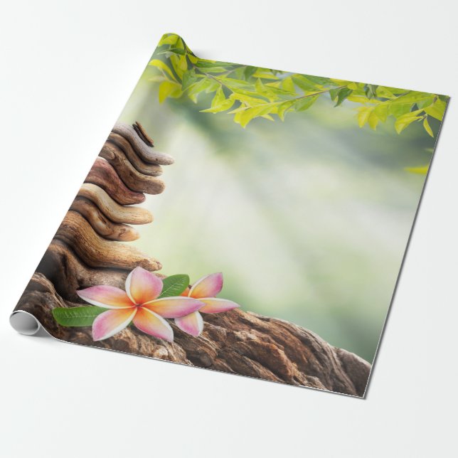 Landscape, Zen Stones,Flowers Wrapping Paper (Unrolled)