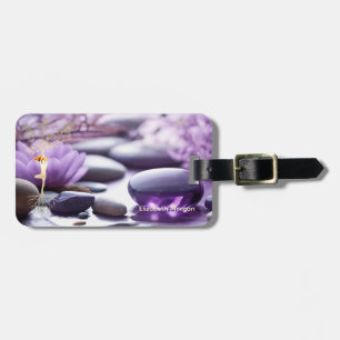 Landscape, Zen Stones Lotus Violet Luggage Tag