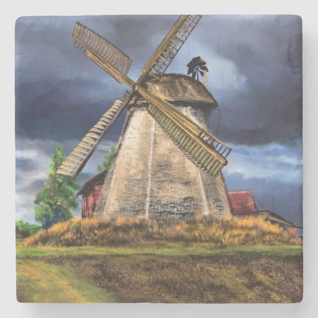 Landscapein the Netherlands Stone Coaster (Front)