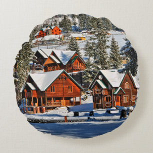 Landscapemountain,ski,snow,winter,active,air,cold, Round Cushion
