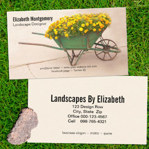 Landscaper Vintage Wheelbarrow Marigold Flowers Business Card