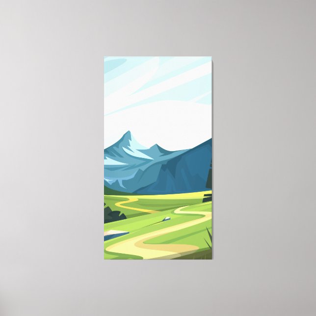 Landscapes with mountain roads canvas print (Front)