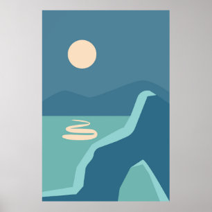 Landscapes with sunrise and sunset poster