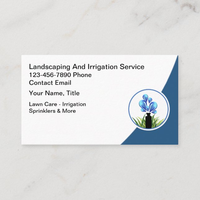 Landscaping And Irrigation Modern Business Card (Front)