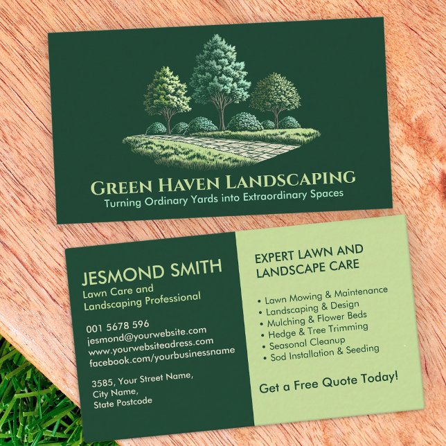 Landscaping and Lawn Care Services  Business Card (Creator Uploaded)