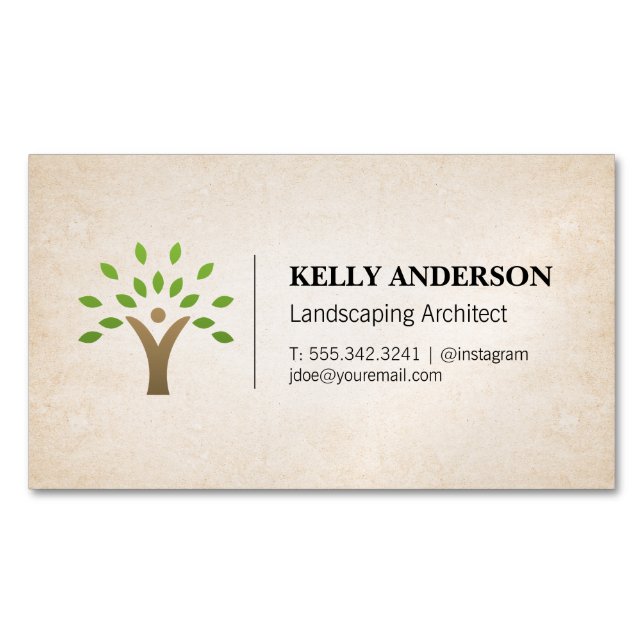 Landscaping Architect | Tree Trimming Service Magnetic Business Card (Front)