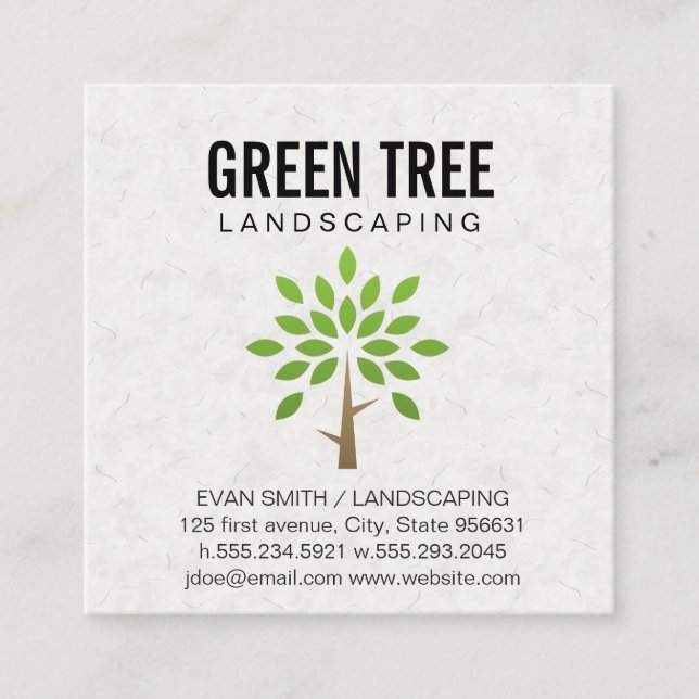 Landscaping Architecture | Stylised Tree Icon Square Business Card (Front)