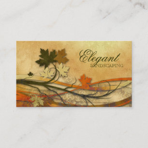 Landscaping Business Autumn Maple Leaves Vintage Business Card