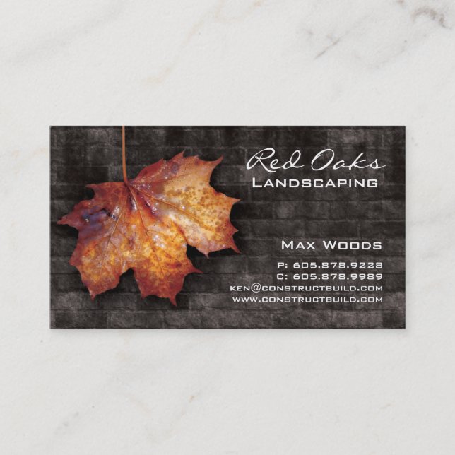 Landscaping Business Card Brick Maple Leaf (Front)