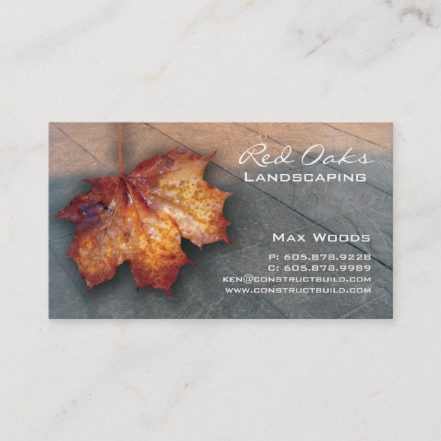 Landscaping Business Card Concrete Maple Leaf (Front)