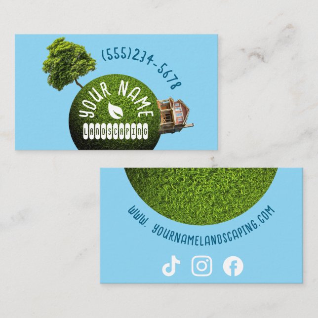 Landscaping Business globe shaped Lawn Card (Front/Back)