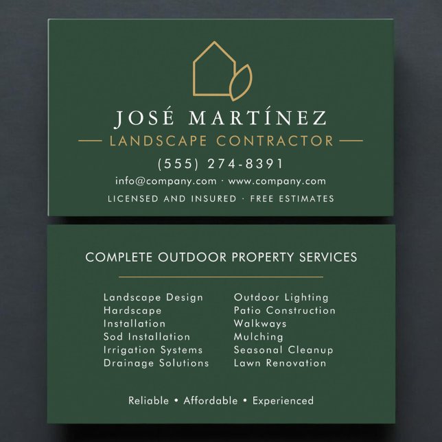 Landscaping Contractor Professional Business Card (Creator Uploaded)