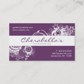 Landscaping Floral Business Card Purple White