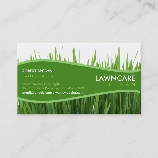 Landscaping Gardener Grass Clean Nature Business Card (Front)