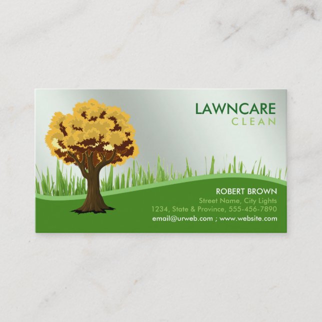 Landscaping Gardener Grass Tree Clean Nature Business Card (Front)