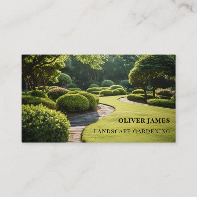 Landscaping Gardening and Lawn Care Service Business Card (Front)