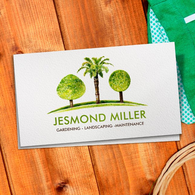 Landscaping Gardening Services Watercolor art Business Card (Creator Uploaded)