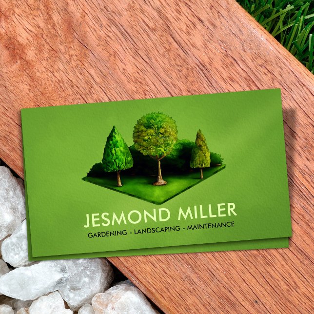 Landscaping Gardening Services Watercolor art Business Card (Creator Uploaded)