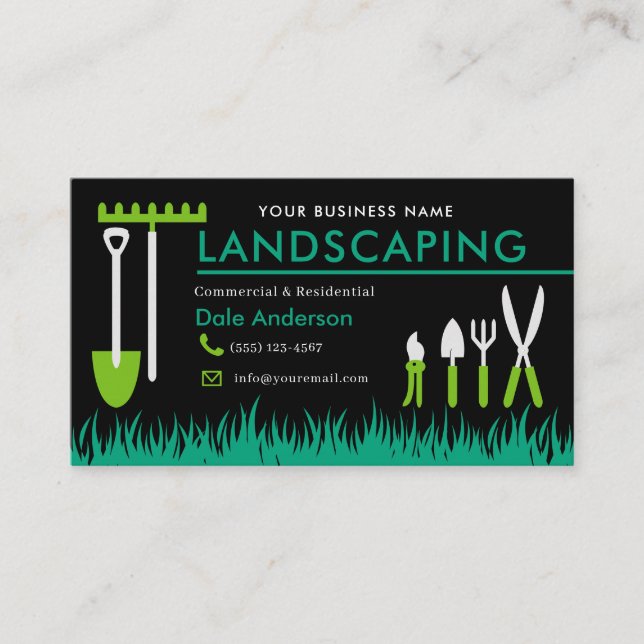 Landscaping Lawn Care Business Card (Front)