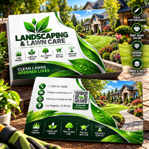 Landscaping & Lawn Care Business Card ADD LOGO