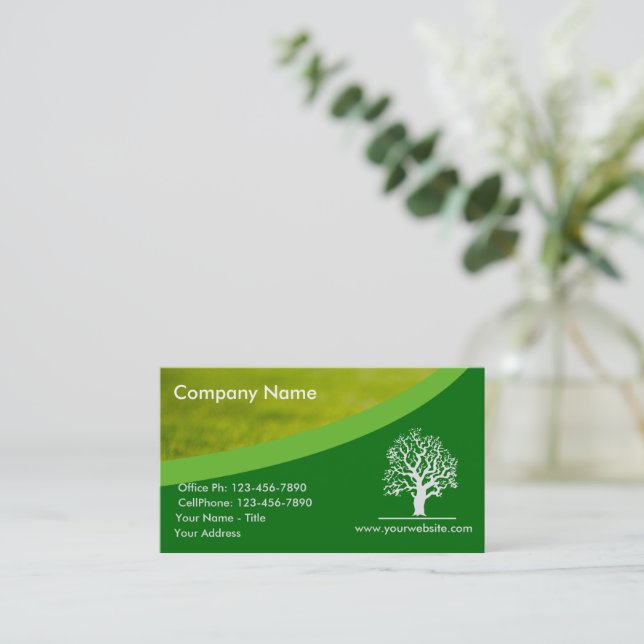 Landscaping Lawn Care Gardener Tree Business Card (Standing Front)