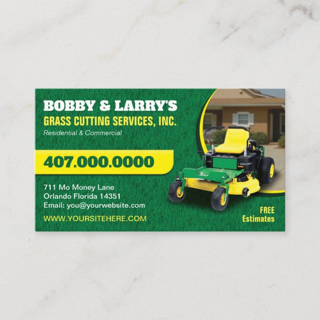 Landscaping Lawn Care Grass Cutting Business Card (Front)