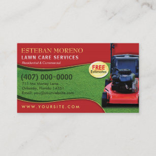 Landscaping Lawn Care Mower Business Card Template