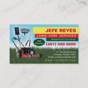 Landscaping Lawn Care Mower Business Card Template