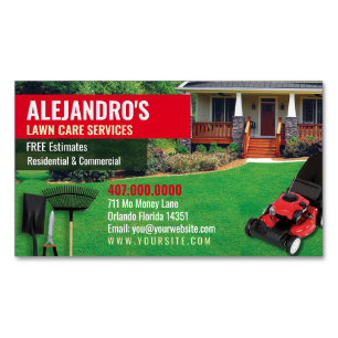 Landscaping Lawn Care Mower Template Magnetic Business Card