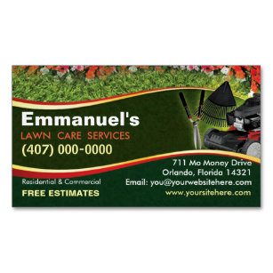 Landscaping Lawn Care Mower Template Magnetic Business Card