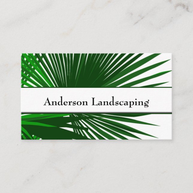 Landscaping Lawn Care Palm Tree Tropical Business Card (Front)