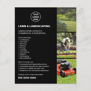 Landscaping Lawn Care Services Black Business Flyer