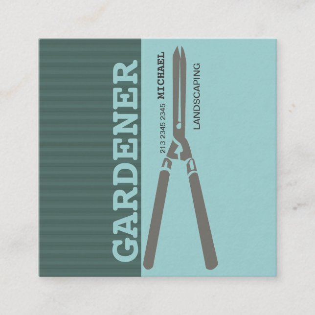 Landscaping Lawn Garden Tools  Pruning Scissors Square Business Card (Front)