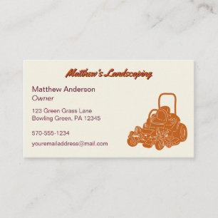 Landscaping Lawn Mowing Business Commercial Mower Business Card