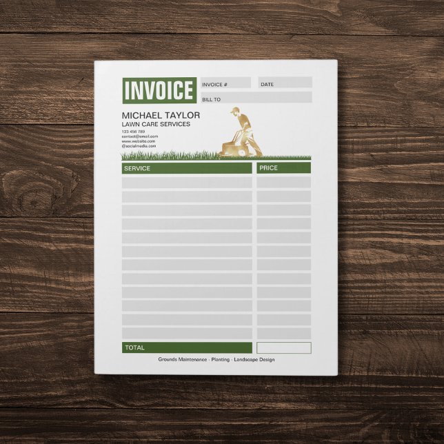 Landscaping Lawn Mowing Business Receipt Invoice Notepad (Creator Uploaded)