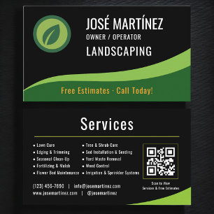 Landscaping Lawn Service QR Code Business Card