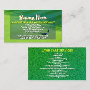 Landscaping & Lawn Services   Lawn Care Calling Card