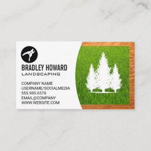 Landscaping Logo Grass and Trees Business Card