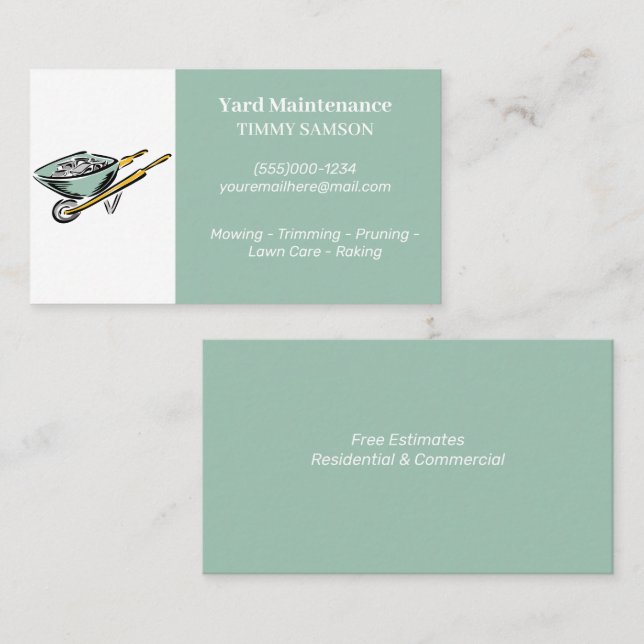 Landscaping Yard Maintenance Business Card (Front/Back)