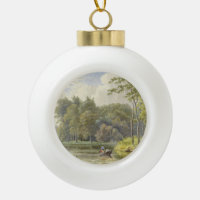 Landschap met Figuren in een Roeibootje Vintage