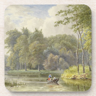 Landschap met Figuren in een Roeibootje Vintage Coaster