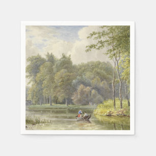 Landschap met Figuren in een Roeibootje Vintage Napkin