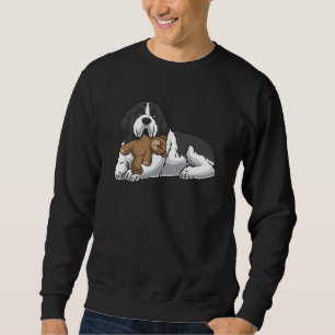 Landseer Dog With Stuffed Animal And Hearts Sweatshirt
