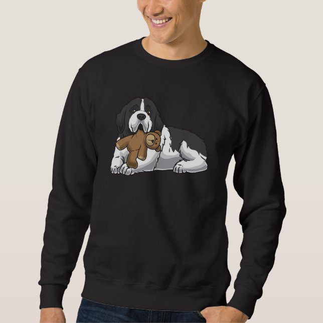 Landseer Dog With Stuffed Animal And Hearts Sweatshirt (Front)