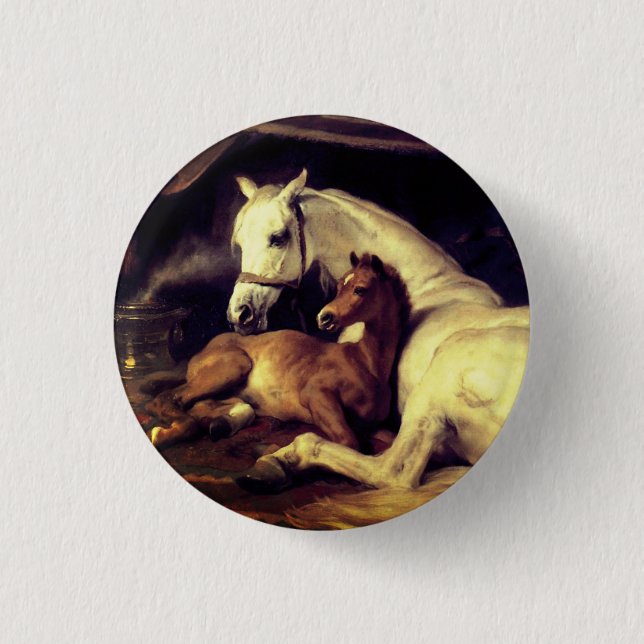 Landseer Horses 3 Cm Round Badge (Front)