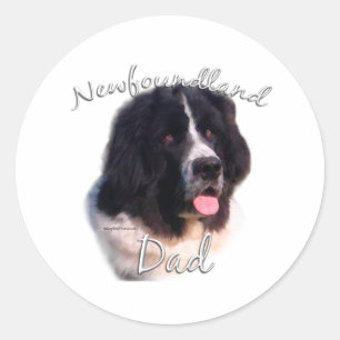 Landseer Newfoundland Dad 2, Newfie Dad, Newf Dad Classic Round Sticker