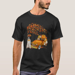 Landseer Wearing Hat Fall Tree Pickup Truck Pumpki T-Shirt