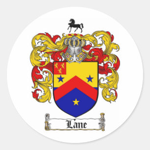 LANE FAMILY CREST -  LANE COAT OF ARMS CLASSIC ROUND STICKER