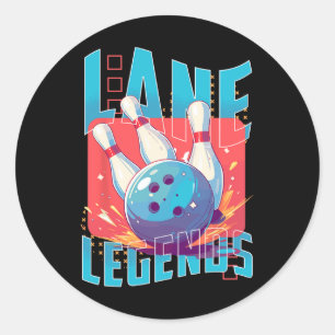 Lane Legends Bowling Sports Design Classic Round Sticker